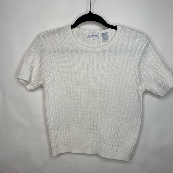 Jeanne Pierre Cable Knit Sweater Short Sleeves Sz Medium - Picture 1 of 6
